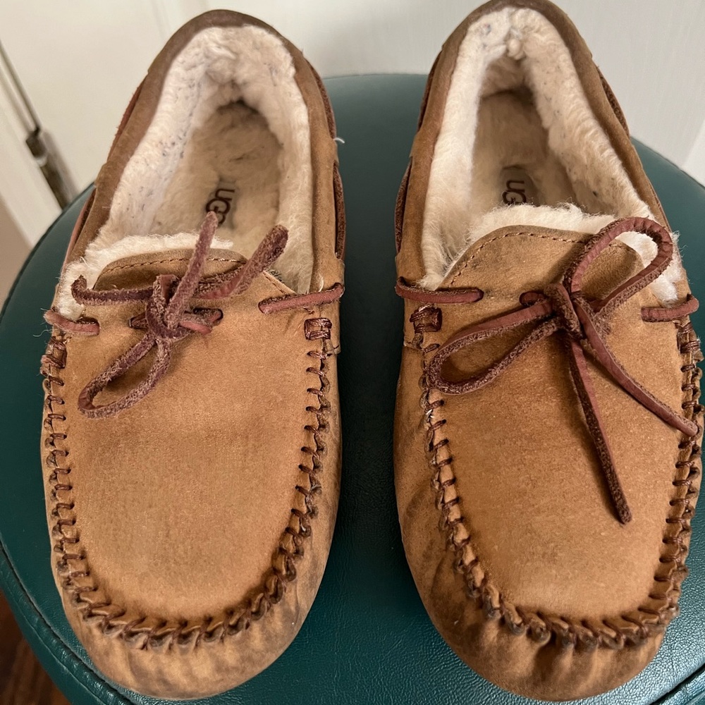 UGG Moccasins Brown and Cream Cozy Fleece Lining